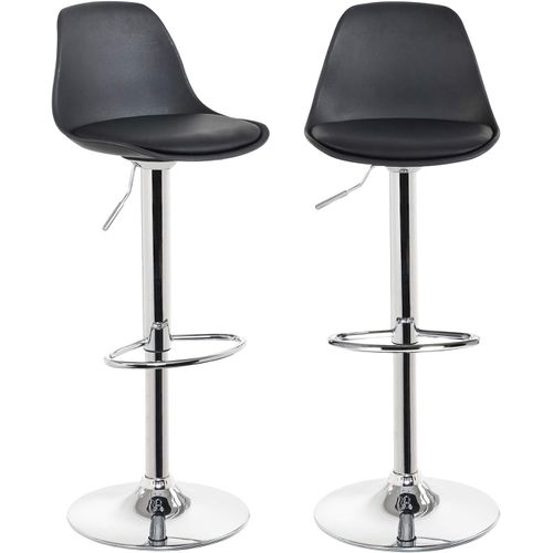 Lot 2 Tabourets De Bar Cuisine Coussin Simili Pivotant Hauteur Réglable Pied Chrome Sig (noir)