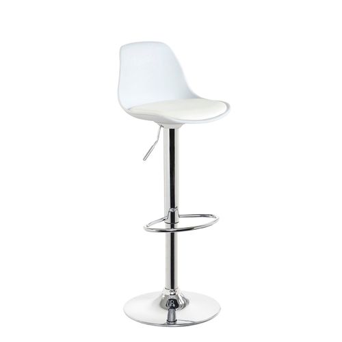 Lot 2 Tabourets De Bar Cuisine Coussin Simili Pivotant Hauteur Réglable Pied Chrome Sig (blanc)