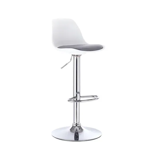 Lot 2 Tabourets De Bar Design Coussin Simili Pivotant Hauteur Réglable Sig (blanc Gris)