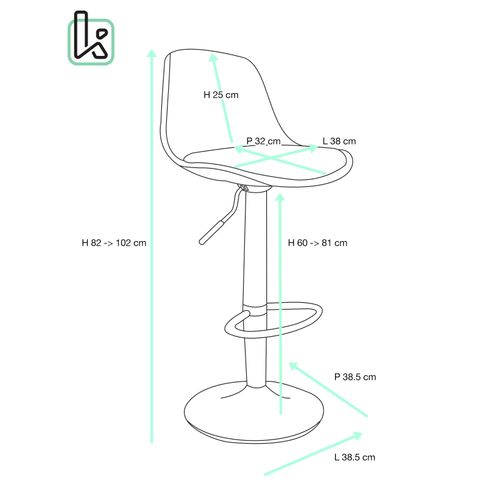 Lot 2 Tabourets De Bar Design Coussin Simili Pivotant Hauteur Réglable Sig (blanc Gris)
