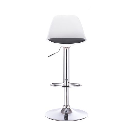 Lot 2 Tabourets De Bar Coussin Simili Pivotant Hauteur Réglable Pied Chrome Sig (blanc Noir)