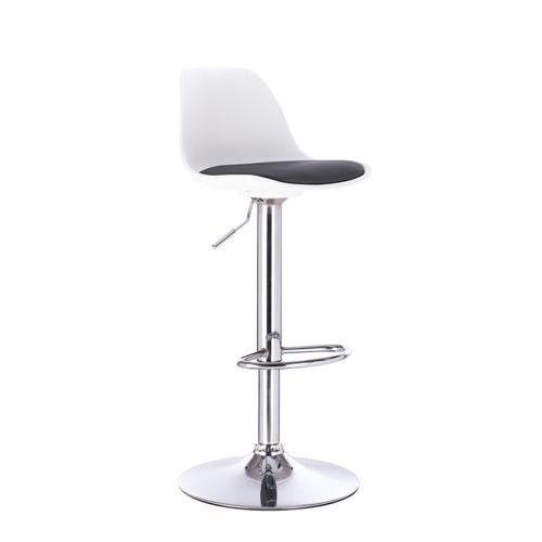 Lot 2 Tabourets De Bar Coussin Simili Pivotant Hauteur Réglable Pied Chrome Sig (blanc Noir)