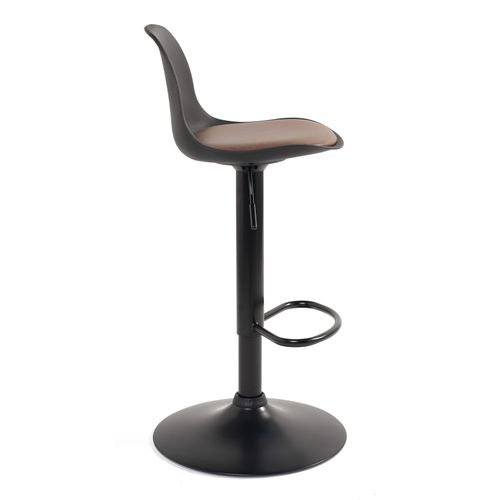 Lot 2 Tabourets De Bar Coussin Simili Effet Vintage Pivotant Hauteur Réglable Sig+ (noir Marron)