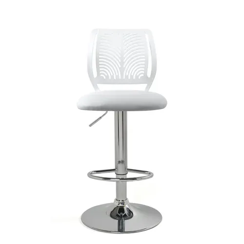 Lot 2 Chaises De Bar Coussin Simili, Pivotant Hauteur Réglable Sawa (blanc)