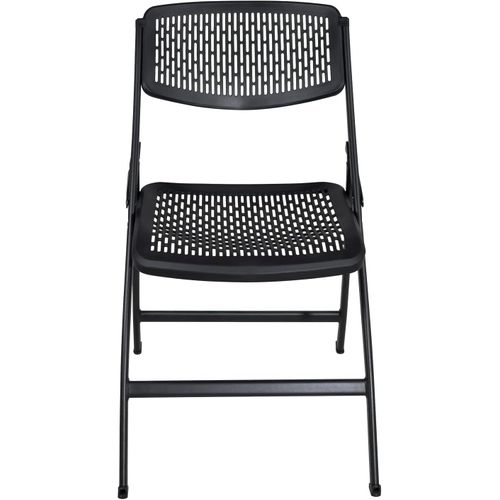 Lot 4 Chaises Cuisine Pliables Noires Métal Plastique Souple Ajouré Saba (noir)