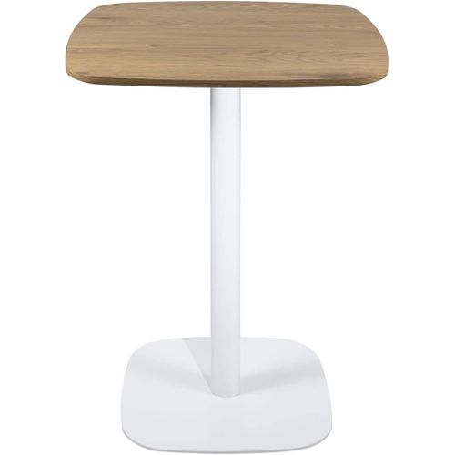 Table Bistrot Cuisine Hauteur 75cm Plateau 60x60cm, 1-2 Personnes Pied Métal Sila (blanc Bois)