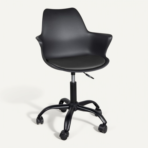 Chaise De Bureau Moto Réglable Pivotante Avec Accoudoirs Et Roulettes Noire