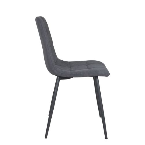 Lot 4 Chaises Salle à Manger Salon Siège Textile Matelassé Rembourré Pieds Métal Dila (gris)