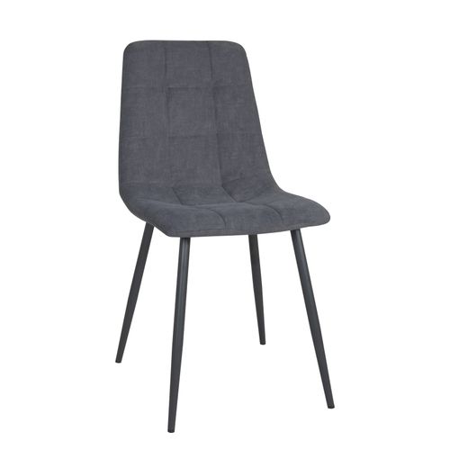 Lot 4 Chaises Salle à Manger Salon Siège Textile Matelassé Rembourré Pieds Métal Dila (gris)