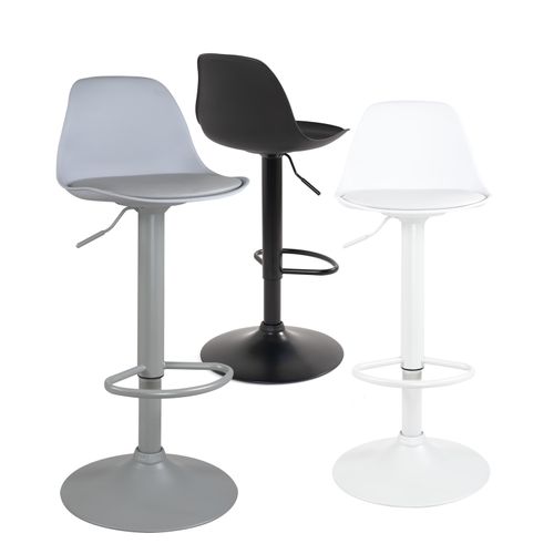 Tabourets De Bar Réglables Avec Dossier - Lot De 2, Blanc, Hauteur 60-80 Cm - Style Moderne Pour Cuisine, Salon - 7