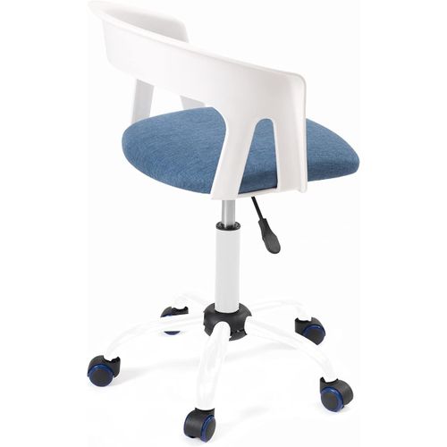 Chaise Bureau Roulettes Accoudoirs Assise Rembourée Hauteur Réglable Pivotant Aya (blanc-bleu)