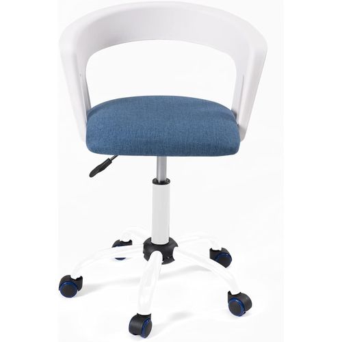 Chaise Bureau Roulettes Accoudoirs Assise Rembourée Hauteur Réglable Pivotant Aya (blanc-bleu)