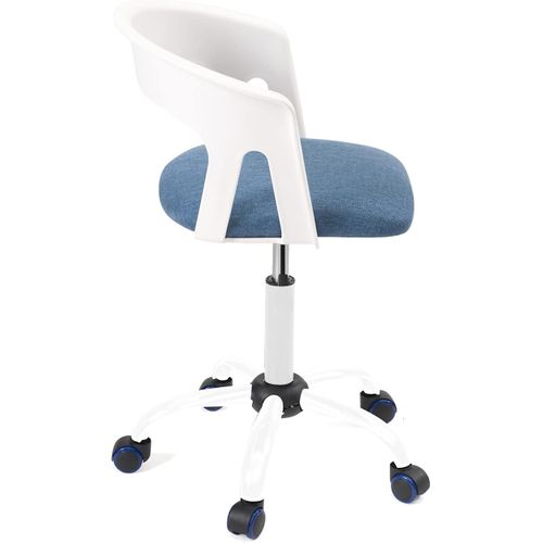 Chaise Bureau Roulettes Accoudoirs Assise Rembourée Hauteur Réglable Pivotant Aya (blanc-bleu)
