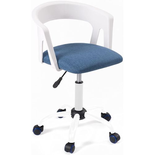 Chaise Bureau Roulettes Accoudoirs Assise Rembourée Hauteur Réglable Pivotant Aya (blanc-bleu)