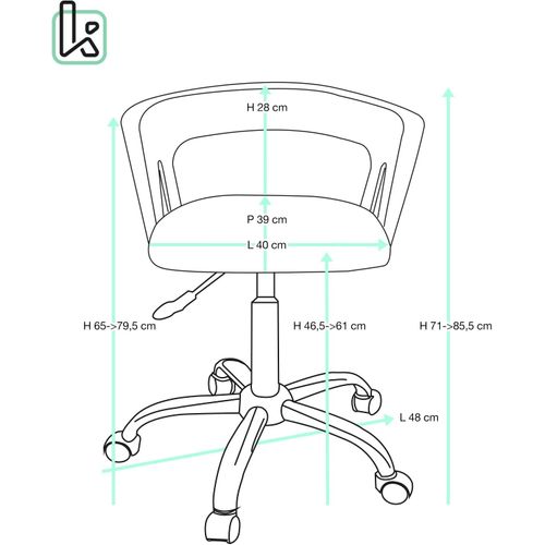 Chaise Bureau Roulettes Accoudoirs Assise Rembourée Hauteur Réglable Pivotant Aya (blanc-bleu)