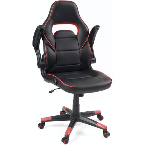 Fauteuil Gamer Simili Cuir Siège Basculant Hauteur Réglable Pivotant Baja (noir-rouge)
