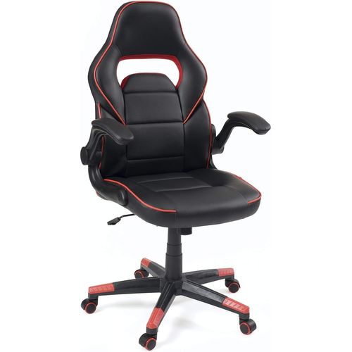 Fauteuil Gamer Simili Cuir Siège Basculant Hauteur Réglable Pivotant Baja (noir-rouge)