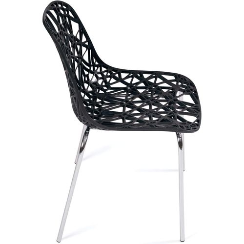 Lot 4 Chaises De Cuisine Design Siège Dentelle Nid D'abeille Pieds Chrome Iko (noir)