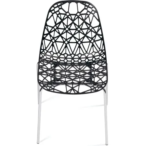 Lot 4 Chaises De Cuisine Design Siège Dentelle Nid D'abeille Pieds Chrome Iko (noir)