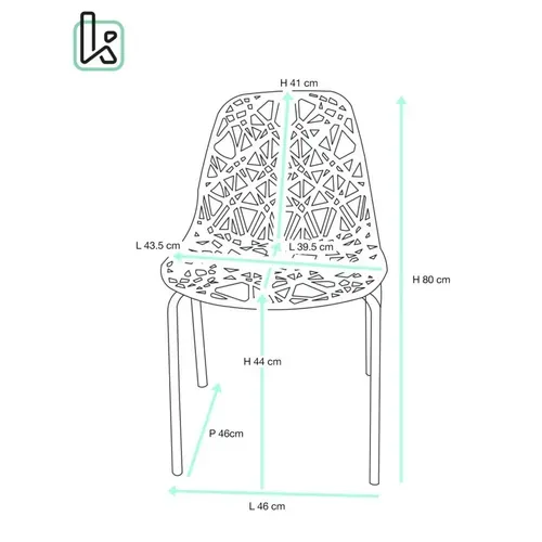 Lot 4 Chaises De Cuisine Design Siège Dentelle Nid D'abeille Pieds Chrome Iko (noir)