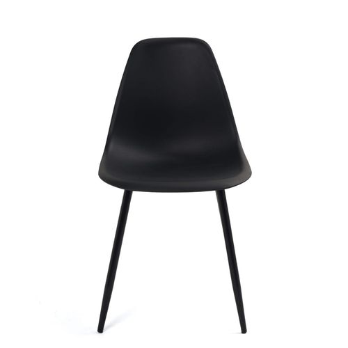 Lot 4 Chaises De Cuisine Design Siège Plastique Souple Pieds Métal Nova (noir)