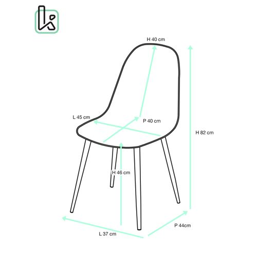Lot 4 Chaises De Cuisine Design Pieds Métal Nova (gris)
