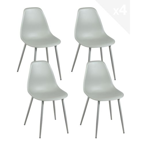 Lot 4 Chaises De Cuisine Design Pieds Métal Nova (gris)