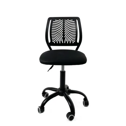 Chaise De Bureau Enfant Réglable Pivotante à Roulettes Mesh Noir Intégral Sawi