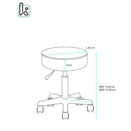 Tabouret à Roulettes Siège Rond Simili Rembourré Pivotant Hauteur Réglable Ye (gris Foncé)