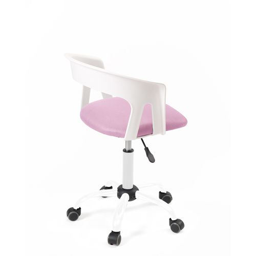 Chaise Bureau Roulettes Accoudoirs Assise Rembourée Hauteur Réglable Pivotant Aya (blanc Rose)