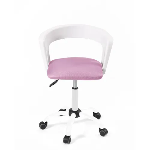 Chaise Bureau Roulettes Accoudoirs Assise Rembourée Hauteur Réglable Pivotant Aya (blanc Rose)