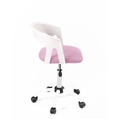 Chaise Bureau Roulettes Accoudoirs Assise Rembourée Hauteur Réglable Pivotant Aya (blanc Rose)