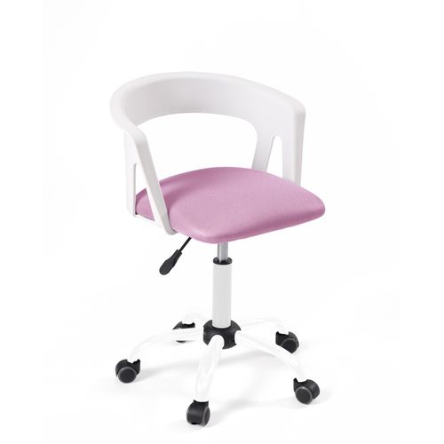 Chaise Bureau Roulettes Accoudoirs Assise Rembourée Hauteur Réglable Pivotant Aya (blanc Rose)