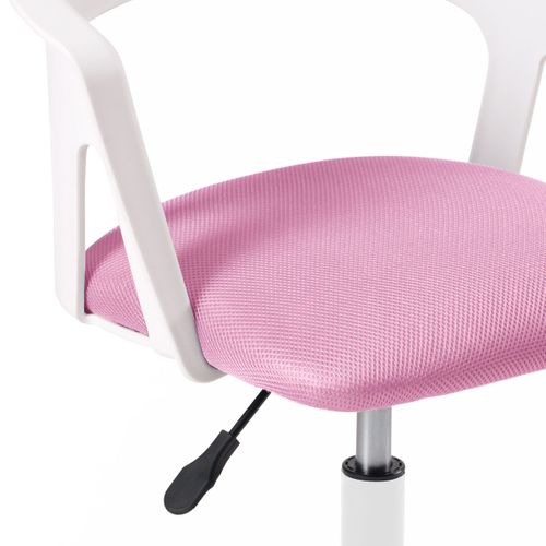 Chaise Bureau Roulettes Accoudoirs Assise Rembourée Hauteur Réglable Pivotant Aya (blanc Rose)