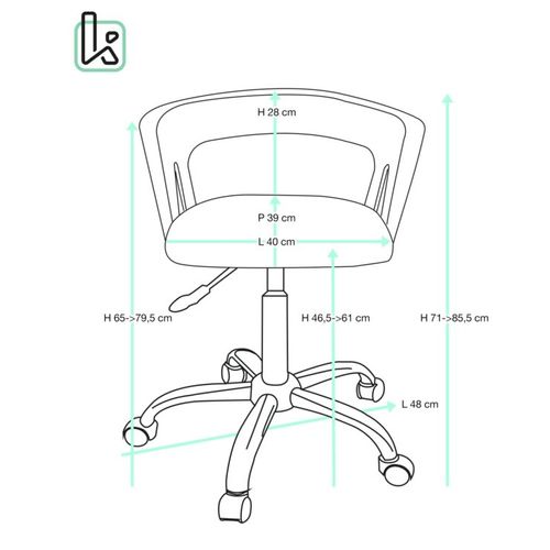 Chaise Bureau Roulettes Accoudoirs Assise Rembourée Hauteur Réglable Pivotant Aya (blanc Rose)