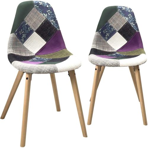 Lot De 2 Chaises Scandinaves, Nora (patchwork Méditerranéen)