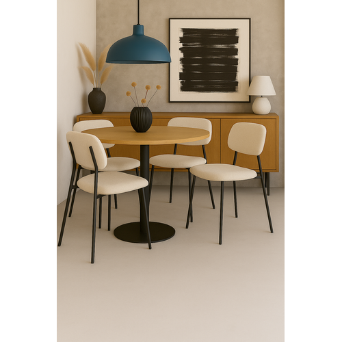 Lot De 4 Salle à Manger Design Tala – Tissu Mélangé Beige