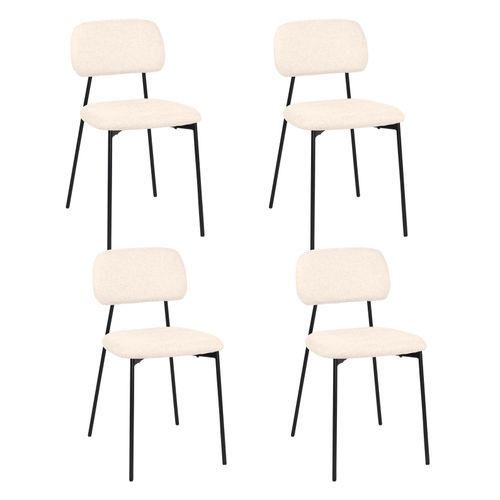 Lot De 4 Salle à Manger Design Tala – Tissu Mélangé Beige