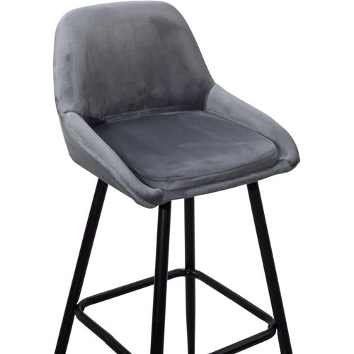 Tabourets De Bar Velours, Lot De 2, Pieds Métal Noir, Hauteur D'assise 68 Cm, Mira (gris)
