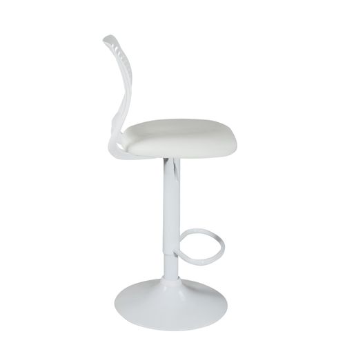 Lot 2 Chaises De Bar Coussin Simili, Pivotant Hauteur Réglable Sawa (blanc Intégral)