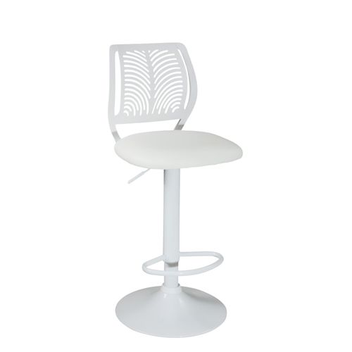 Lot 2 Chaises De Bar Coussin Simili, Pivotant Hauteur Réglable Sawa (blanc Intégral)