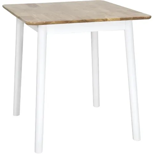 Table Cuisine Carrée Bois Massif  75x75cm 2 Personnes Nita (bois Clair Blanc)