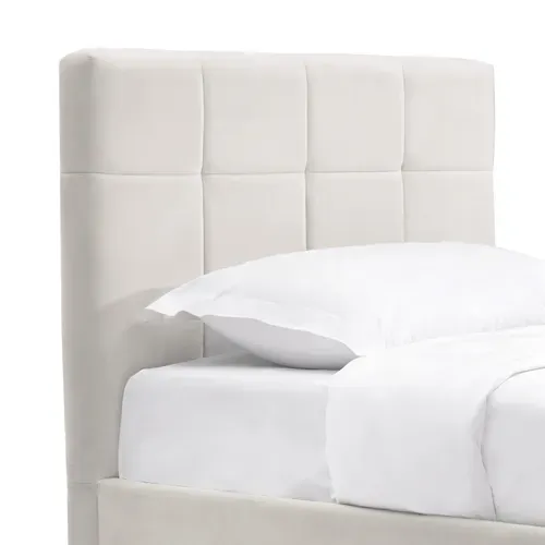Lit coffre 90x190 cm avec sommier relevable PAULINE en velours beige vue détaillée