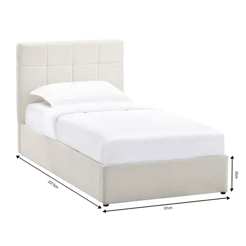 Lit coffre 90x190 cm avec sommier relevable PAULINE en velours beige