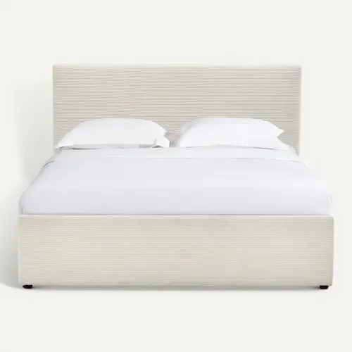 Lit coffre a ouverture latérale 160x200 cm CLEA en côtelé beige vue de face