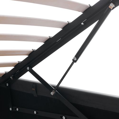 Lit Coffre Adulte 180x200 Cm Avec Tête De Lit Matelassée En Velours Gris Foncé Et Sommier - Tina