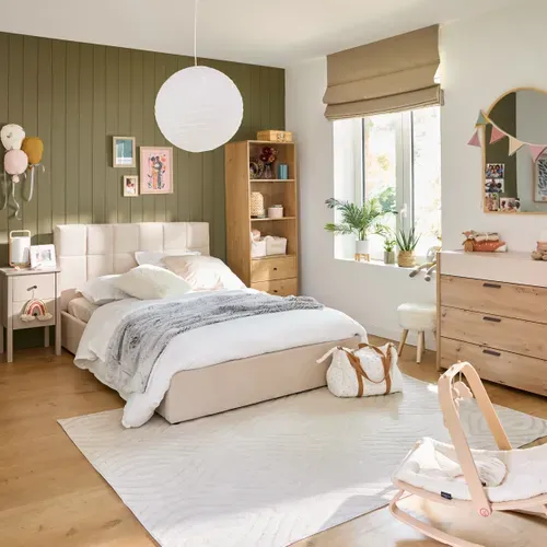 Lit coffre 140x190 cm velours beige clair PAULINE