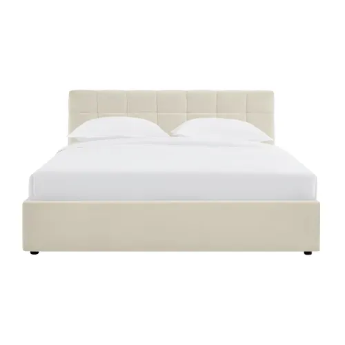 Lit coffre 140x190 cm velours beige clair PAULINE