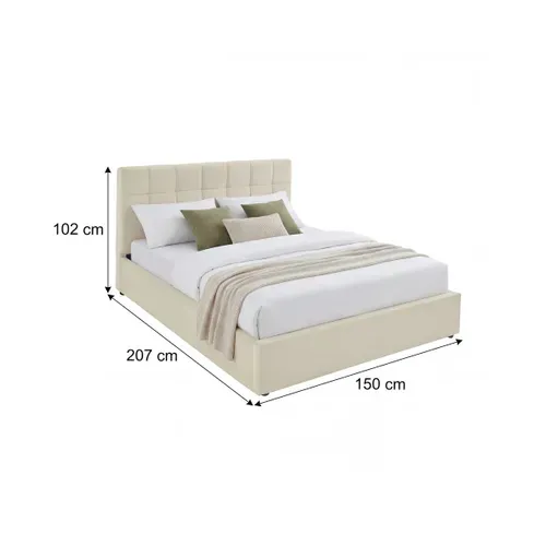 Lit coffre 140x190 cm velours beige clair PAULINE