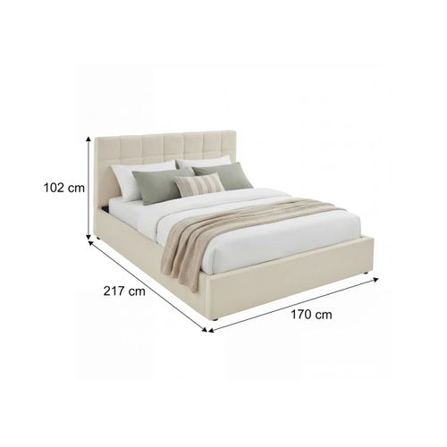 Lit coffre 160x200 cm velours beige clair PAULINE